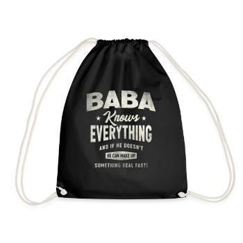 Baba Knows Everything Funny Grandpa Humor - Drawstring Bag - black - Front