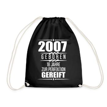 2007 Mann 18 Jahre Geschenk zum 18. Geburtstag - Turnbeutel - Schwarz - Vorne