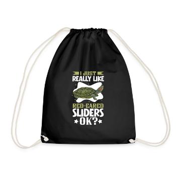 I love my red-eared turtle - Drawstring Bag - black - Front