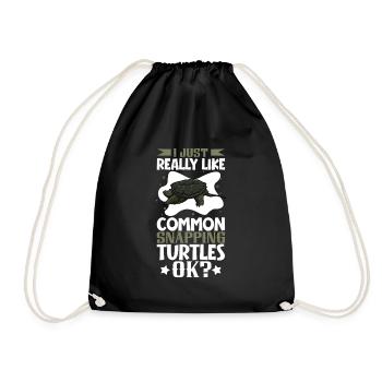 I love my snapping turtle - Drawstring Bag - black - Front