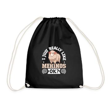 I love my merino sheep - Drawstring Bag - black - Front