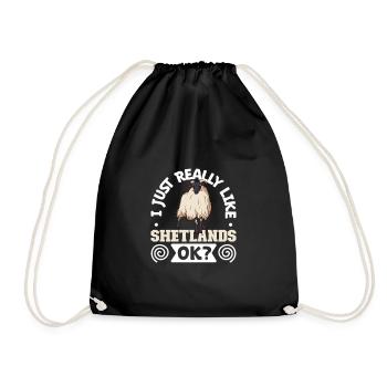 I love my Shetland sheep - Drawstring Bag - black - Front