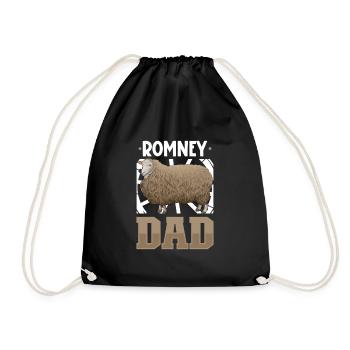 Romney-Schaf Papa - Turnbeutel - Schwarz - Vorne