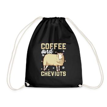 Kaffee und Cheviot-Schaf - Turnbeutel - Schwarz - Vorne