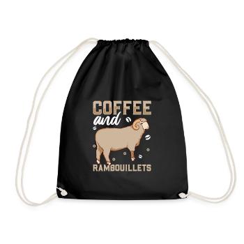 Kaffee und Rambouillet-Schaf - Turnbeutel - Schwarz - Vorne