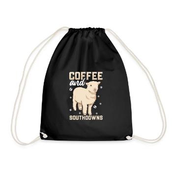 Kaffee und Southdown-Schaf - Turnbeutel - Schwarz - Vorne