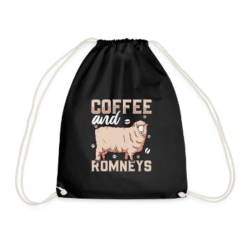 Kaffee und Romney-Schaf - Turnbeutel - Schwarz - Vorne
