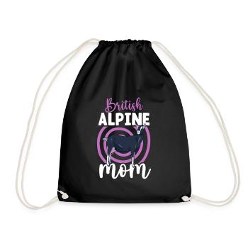 Mom of a British Alpine goat - Drawstring Bag - black - Front