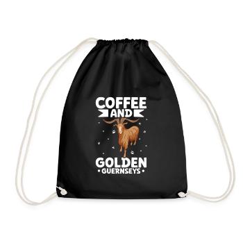 Coffee and Golden Guernsey Goat - Drawstring Bag - black - Front
