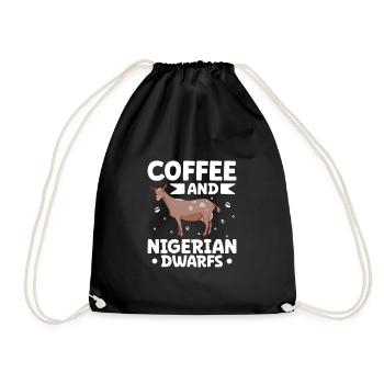 Kaffee und Afrikanische Zwergziege - Turnbeutel - Schwarz - Vorne