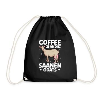 Kaffee und Saanenziege - Turnbeutel - Schwarz - Vorne