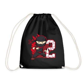 Ninja Fighter Birthday Boy 2 years old Ninjas - Drawstring Bag - black - Front