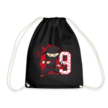 Ninja Fighter Birthday Boy 9 years old Ninjas - Drawstring Bag - black - Front