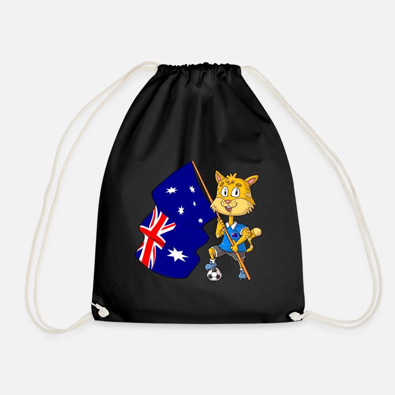 Australian Fan Cat - Drawstring Bag - black