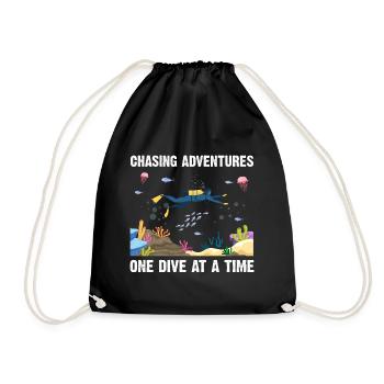 Diving Adventure Divers Sea Ocean - Drawstring Bag - black - Front