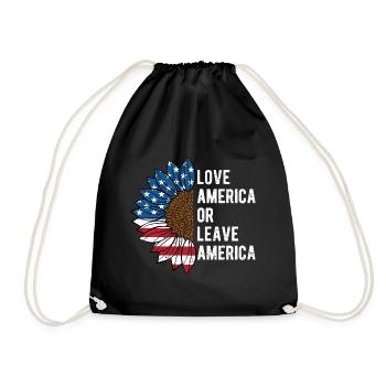 Love America or Leave America Proud Patriotic - Drawstring Bag - black - Front
