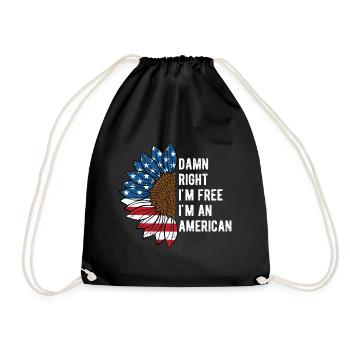 Damn Im Free Im an American 4th of July Patriotic - Drawstring Bag - black - Front