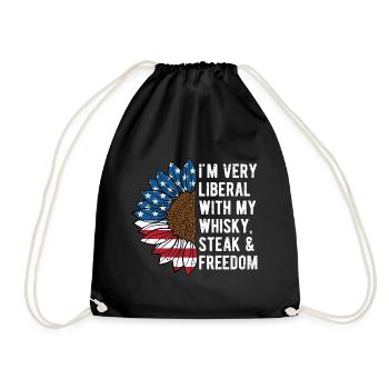 Very Liberal with My Whisky 4th of July Drinking - Drawstring Bag - black - Front
