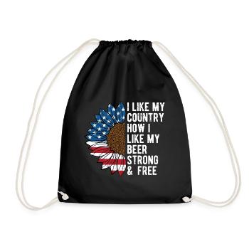 How I Like My Beer Strong and Free 4th of July - Drawstring Bag - black - Front
