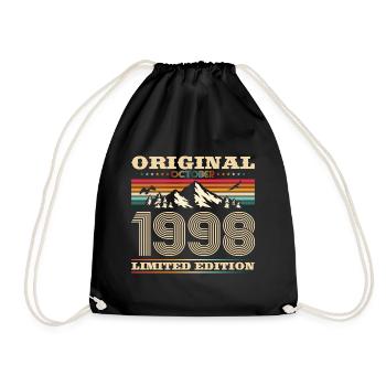 25. Geburtstag Original Oktober Jahrgang 1998 - Turnbeutel - Schwarz - Vorne