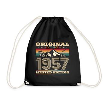 66th Birthday Original October Year 1957 - Drawstring Bag - black - Front