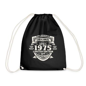 49th Birthday Husband Original April Vintage 1975 - Drawstring Bag - black - Front