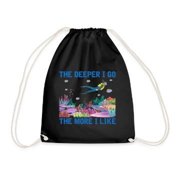 Diving Adventure Divers Sea Ocean - Drawstring Bag - black - Front