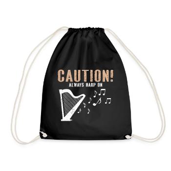 Harp design for harpist and harp player - Drawstring Bag - black - Front