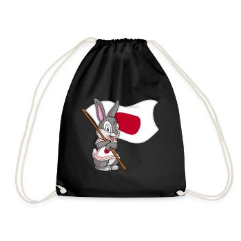 Japan Rabbit - Drawstring Bag - black - Front