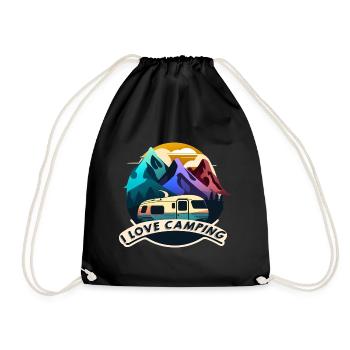 I LOVE CAMPING CAR HUMOR JOKE GIFT Camping - Drawstring Bag - black - Front