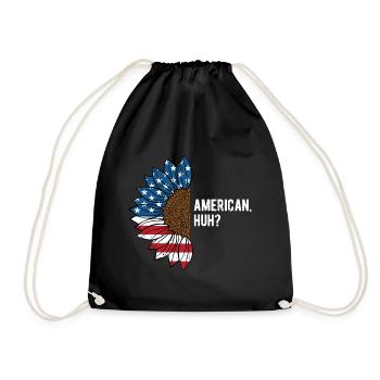 American Huh Independence 4th of July Freedom - Drawstring Bag - black - Front