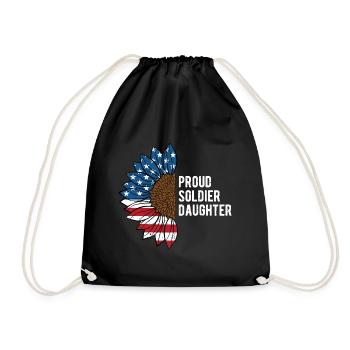 Proud Soldier Daughter American Patriotic USA - Drawstring Bag - black - Front