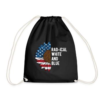 Radical White and Blue 4th of July American Flag - Drawstring Bag - black - Front