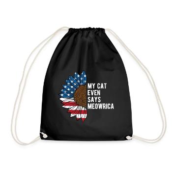 My Cat Even Says Meowrica American Independence - Drawstring Bag - black - Front