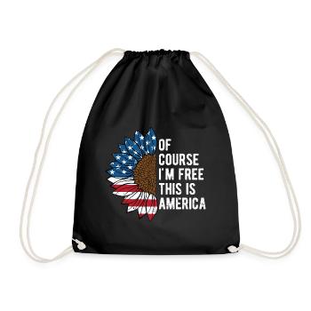 Of Course Im Free American 4th of July USA Fourth - Drawstring Bag - black - Front