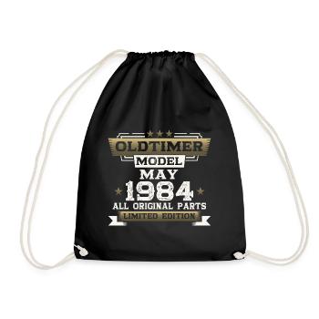 40th Birthday Man Vintage May Vintage 1984 - Drawstring Bag - black - Front