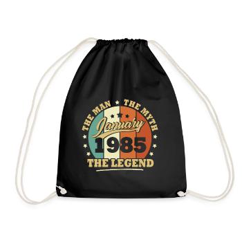 January 1985, 38 years Birthday Man woman - Drawstring Bag - black - Front