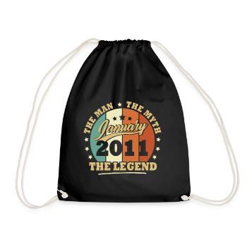 Janvier 2011, 12 Ans Anniversaire garçons et fille - Sac de sport léger - noir - Devant