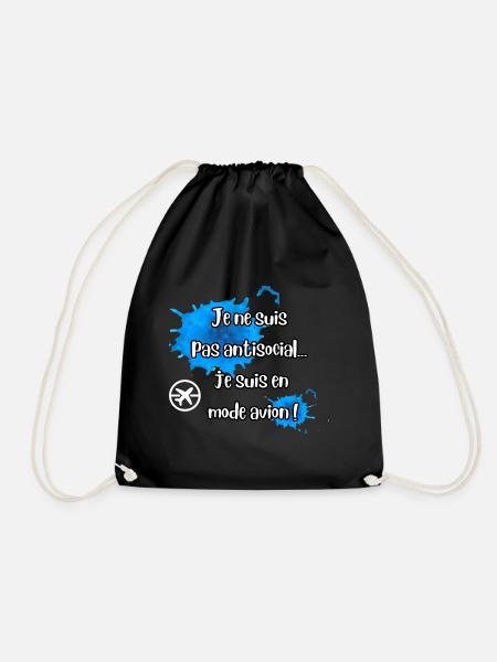 Antisocial geek humor - Drawstring Bag - black