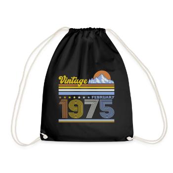 50th Birthday Gift Husband Original February 1975 - Drawstring Bag - black - Front