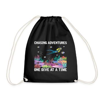 Diving Adventure Divers Sea Ocean - Drawstring Bag - black - Front