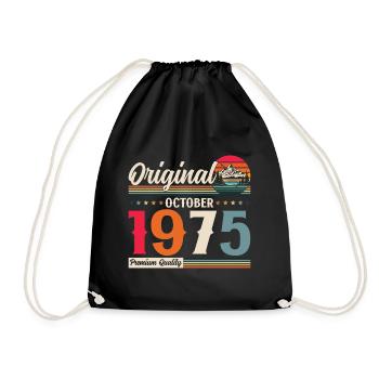 50. Geburtstag Vintage Oktober 1975 Geschenkidee - Turnbeutel - Schwarz - Vorne