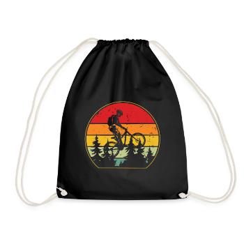 Mountain Bike MTB Mountain Biker Bicycle Bike Biking - Drawstring Bag - black - Front
