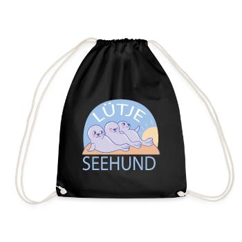 Lütje Seehund kleiner Seehund - Turnbeutel - Schwarz - Vorne