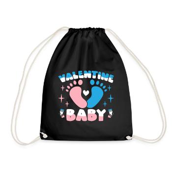 Valentine's Day Birthday Baby Birth 14 February - Drawstring Bag - black - Front