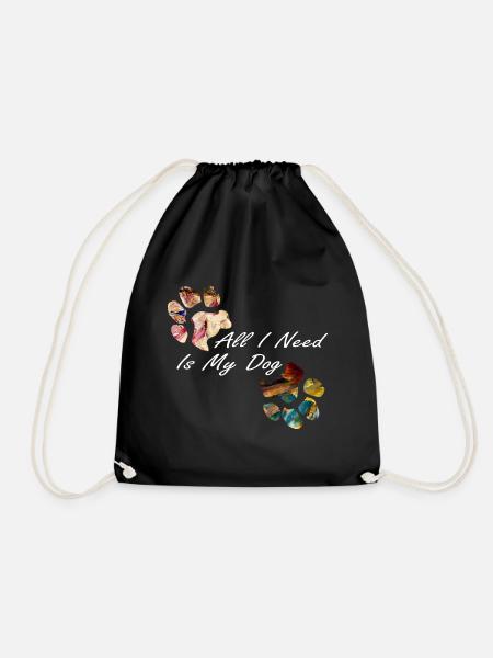 Paw prints dog paws paws dogs - Drawstring Bag - black