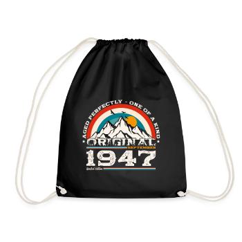 77e anniversaire Original Septembre 47 Né en 1947 - Sac de sport léger - noir - Devant