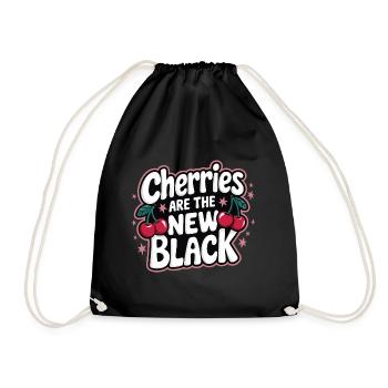Kirsche Kirschen Früchte Essen - Turnbeutel - Schwarz - Vorne