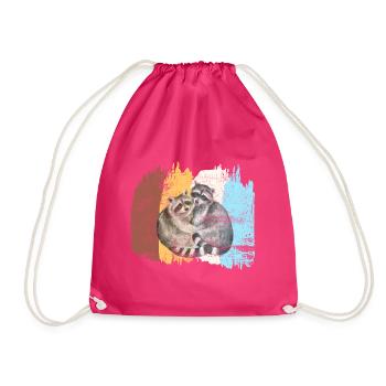 racoon - Drawstring Bag - fuchsia - Front