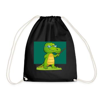 Teacher Crocodile Gift Teacher Alligator - Drawstring Bag - black - Front